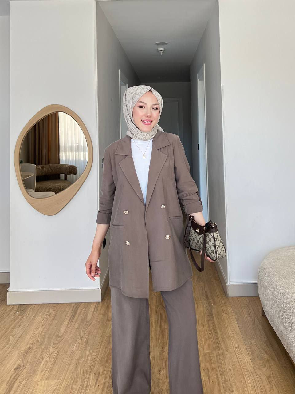 Mocha Tailored Two-Piece Set