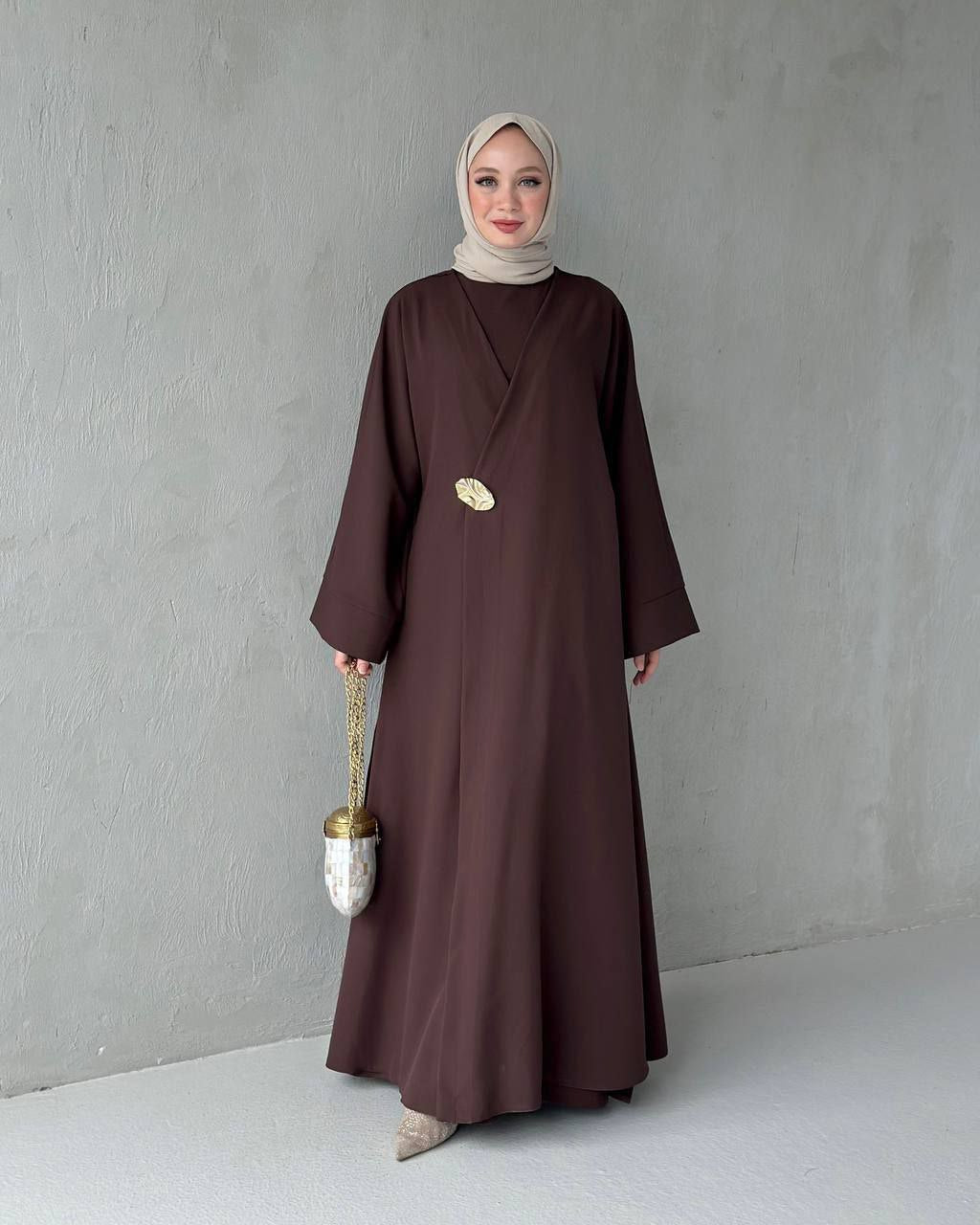 Brown 3 piece Set ( Kimono, Tunic and Pants)