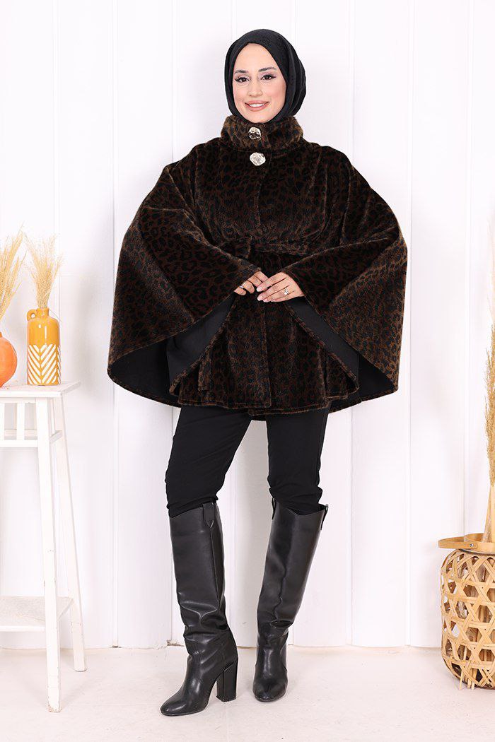 Leopard Print Fur Cape